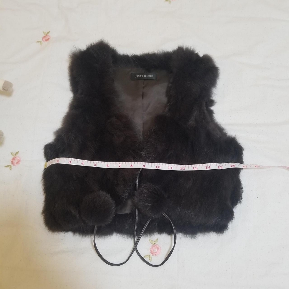 Japanese brand L'est Rose pom pom fur vest
